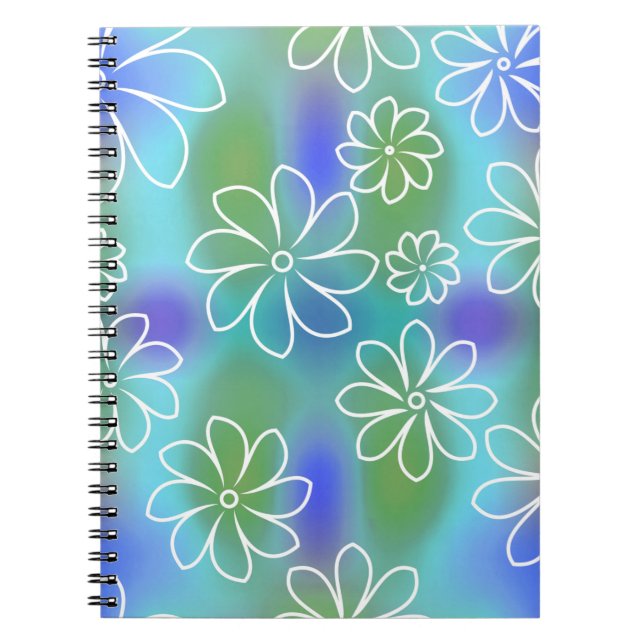 Carnet Motif floral bleu et vert (Devant)
