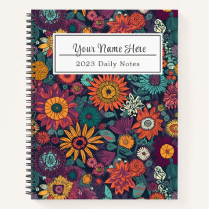 Carnet Motif floral, Bouquet de fleurs colorées