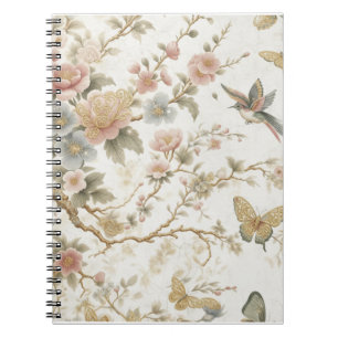 Carnet Motif floral chinois vintage avec colibri