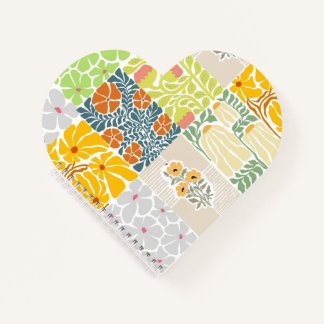 Carnet Motif floral coloré adorable dans un style collage