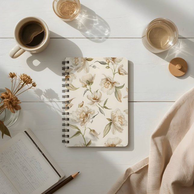 Carnet Motif floral de camélia blanc doux (Créateur téléchargé)