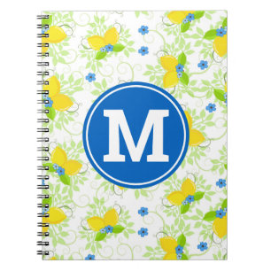 Carnet Motif floral de citrons blancs et jaunes ensoleill