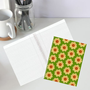Carnet Motif floral de dahlia jaune sur fond vert