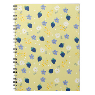 Carnet Motif floral de fleurs sauvages et de mûres