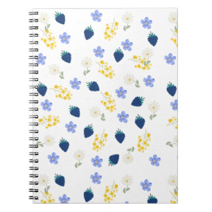 Carnet Motif floral de fleurs sauvages et de mûres