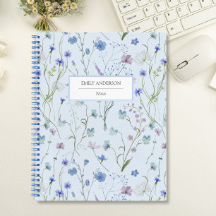 Carnet Motif floral de fleurs sauvages jolies bleu violet