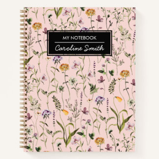 Carnet Motif floral de jardin de fleurs sauvages personna