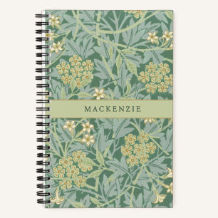 Carnet Motif floral de jasmin vert personnalisé