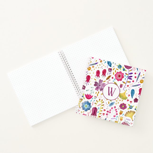Carnet Motif Floral de l'aquarelle initiale du monogramme (Intérieur)