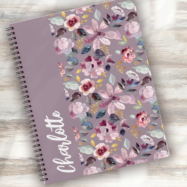 Carnet Motif floral de lilas monogrammé (Créateur téléchargé)