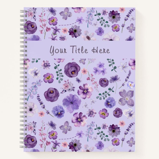 Carnet Motif floral de lilas personnalisable botanique (Devant)