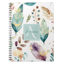 Motif floral de plumes Monogramme