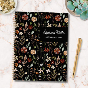 Carnet Motif floral de prairie de fleurs sauvages automna