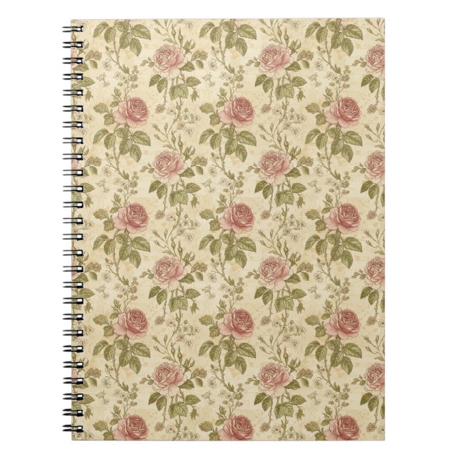 Carnet Motif floral de rose vintage (Devant)