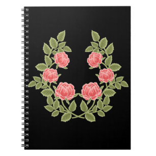 Carnet Motif floral de roses rose poussiéré vintage - Rom