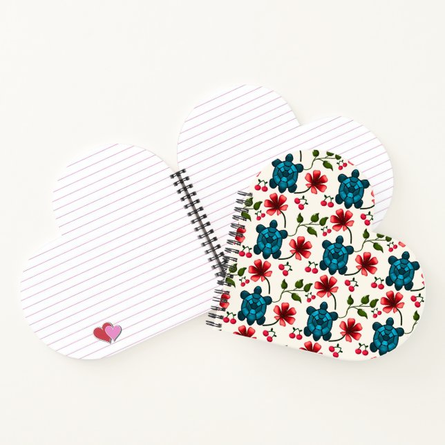 Carnet Motif floral de tortue mignonne   (Intérieur)