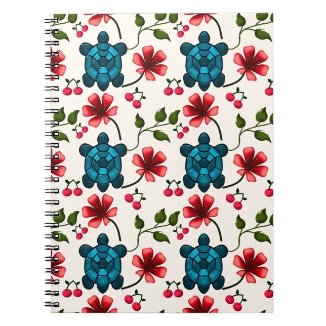 Carnet Motif floral de tortue mignonne   (Devant)