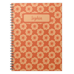 Carnet Motif floral dessiné à la main orange terreux