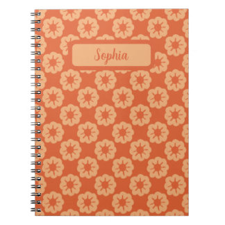 Carnet Motif floral dessiné à la main orange terreux