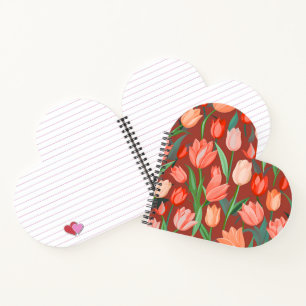 Carnet Motif floral élégant de tulipe – Printemps rouge e