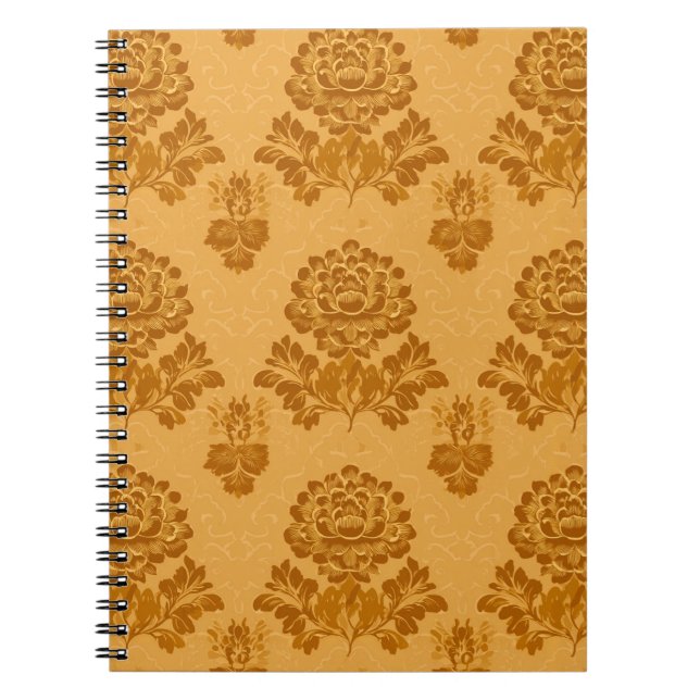 Carnet Motif floral en damas doré (Devant)