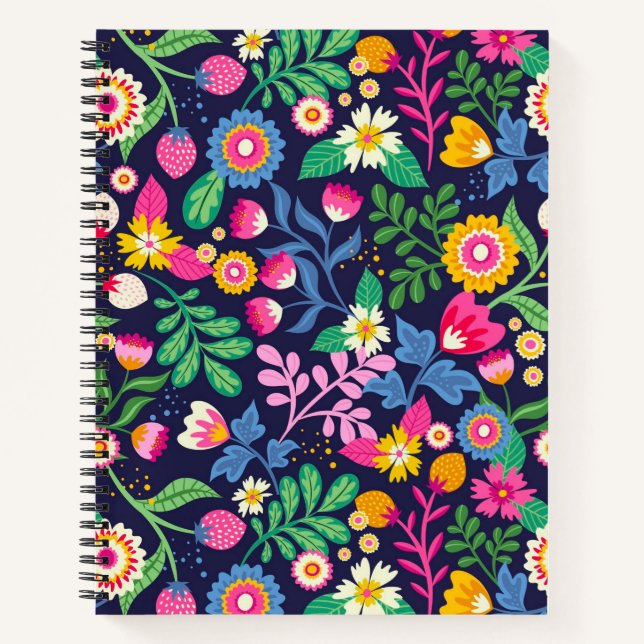 Carnet Motif floral exotique peint à la main (Devant)