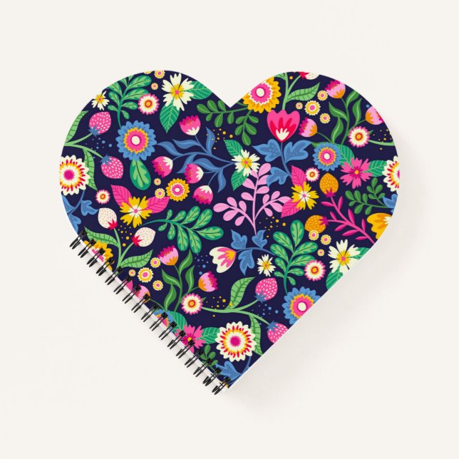 Carnet Motif floral exotique peint à la main (Devant)