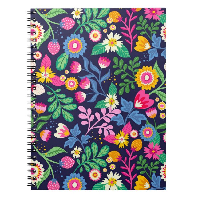 Carnet Motif floral exotique peint à la main (Devant)