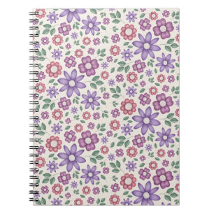 Carnet motif floral fantaisiste crème minimal