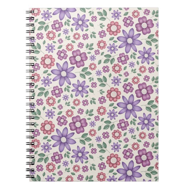 Carnet motif floral fantaisiste crème minimal (Devant)