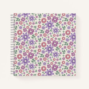 Carnet motif floral fantaisiste crème minimal