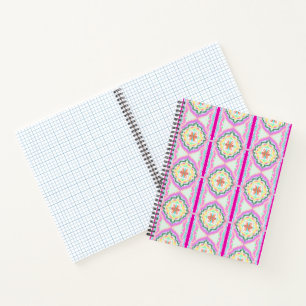 Carnet Motif floral géométrique rose et or chic