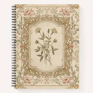 Carnet Motif floral gravé élégant vintage français