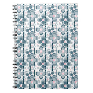 Carnet Motif floral gris et blanc gris