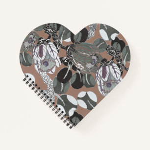 Carnet Motif floral gris marron