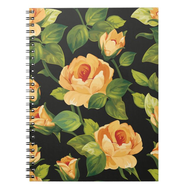Carnet Motif floral incomparable avec de beaux roses (Devant)