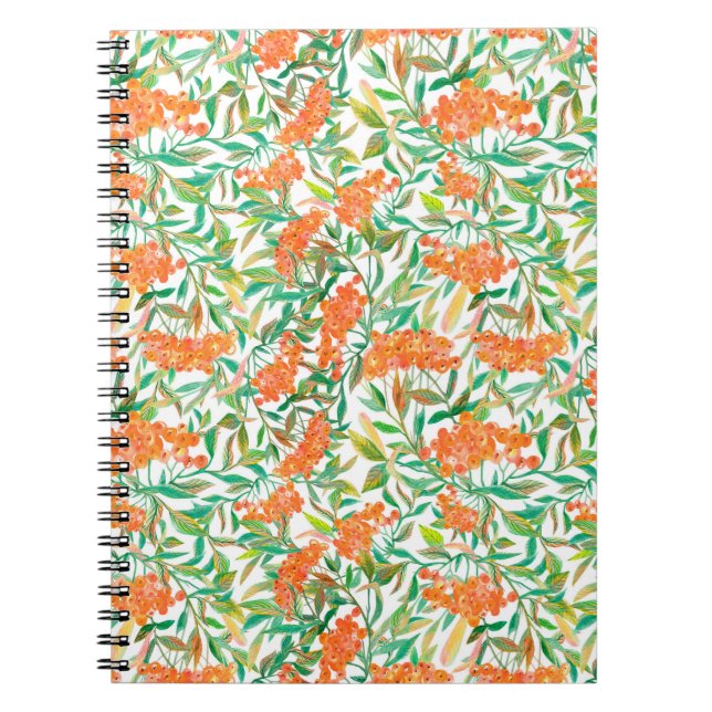 Carnet Motif floral incomparable avec rowan, feuilles sur (Devant)