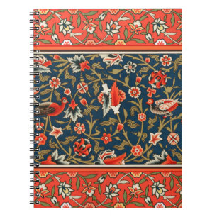 Carnet Motif floral indo-persan bohème vintage rouge