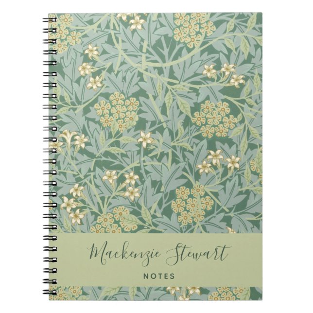 Carnet Motif floral jasmin vert (Devant)