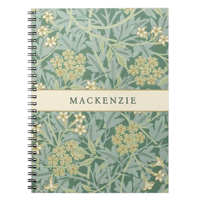 Carnet Motif floral jasmin vert (Devant)