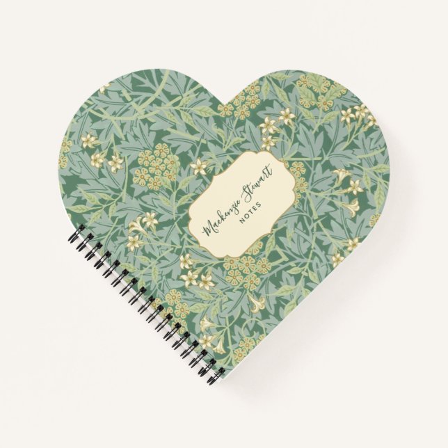 Carnet Motif floral jasmin vert (Devant)
