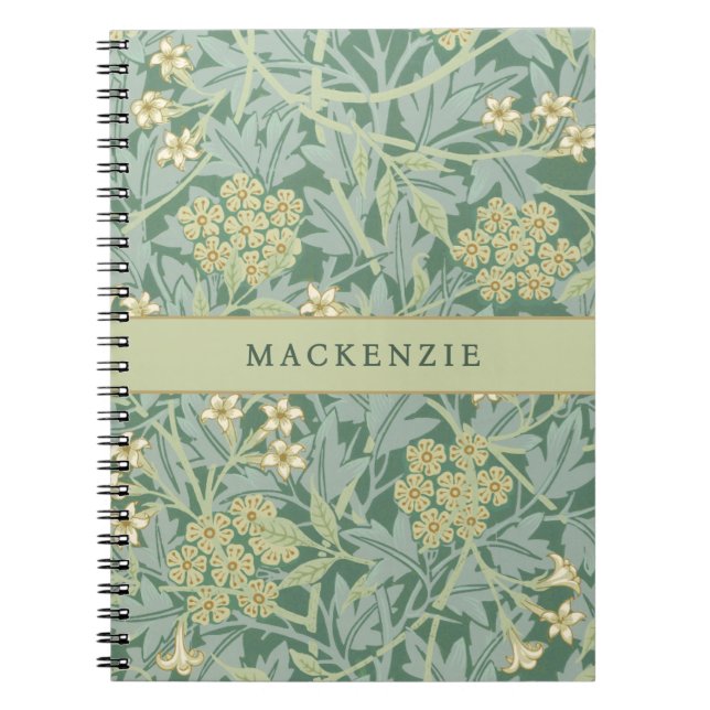 Carnet Motif floral jasmin vert (Devant)