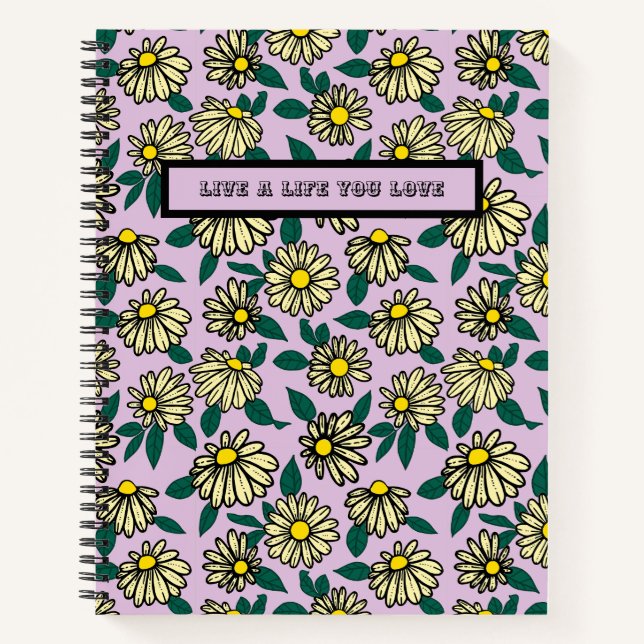 Carnet Motif floral jaune (Devant)