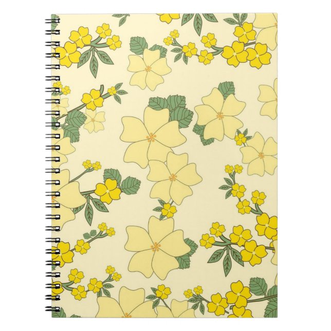 Carnet Motif floral jaune de printemps (Devant)
