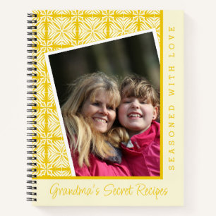 Carnet Motif Floral Jaune Recette Photo Grandma personnal
