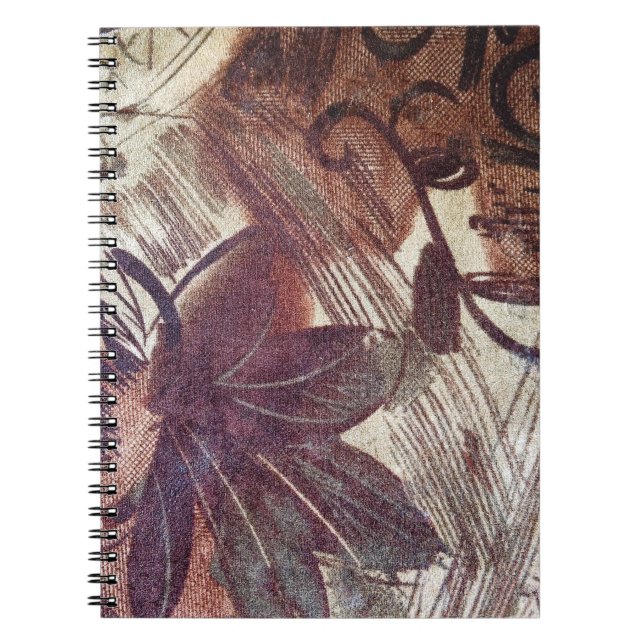 Carnet Motif floral marron abstrait 1 (Devant)