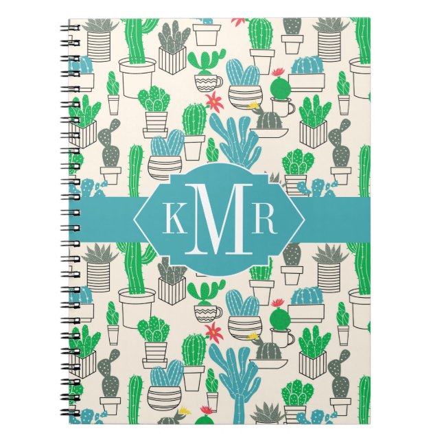 Carnet Motif floral naturel mignon de cactus (Devant)