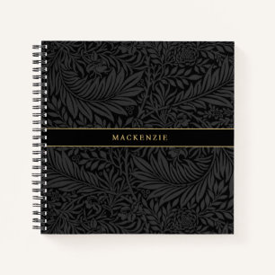 Carnet Motif floral noir personnalisé