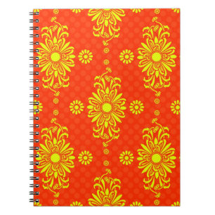 Carnet Motif floral orange et jaune vif
