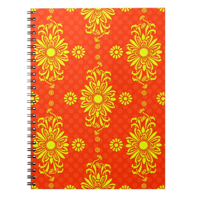 Carnet Motif floral orange et jaune vif (Devant)